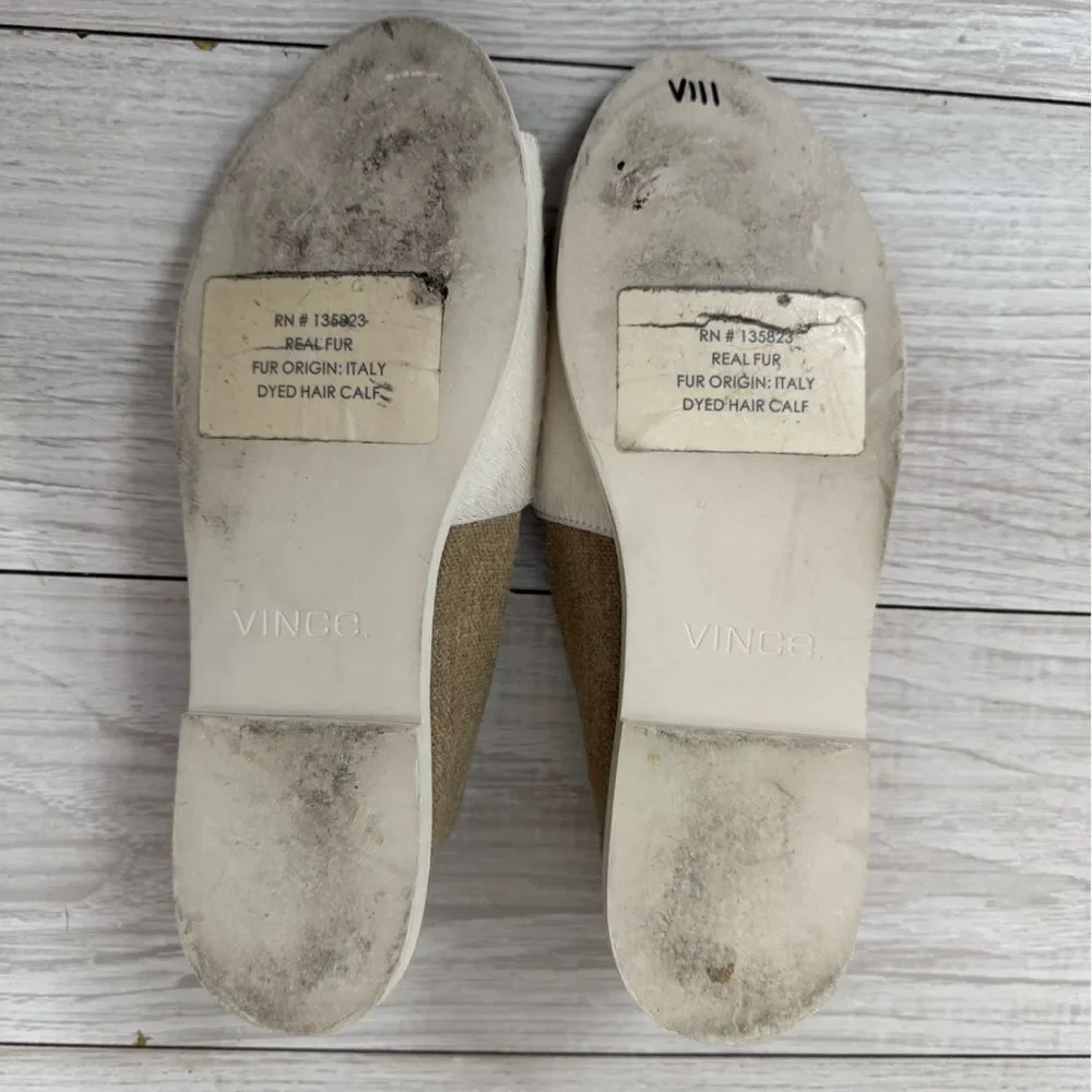Vince Women's Italian calfskin Cream/white espadril Slip-On Shoes size 9.5
